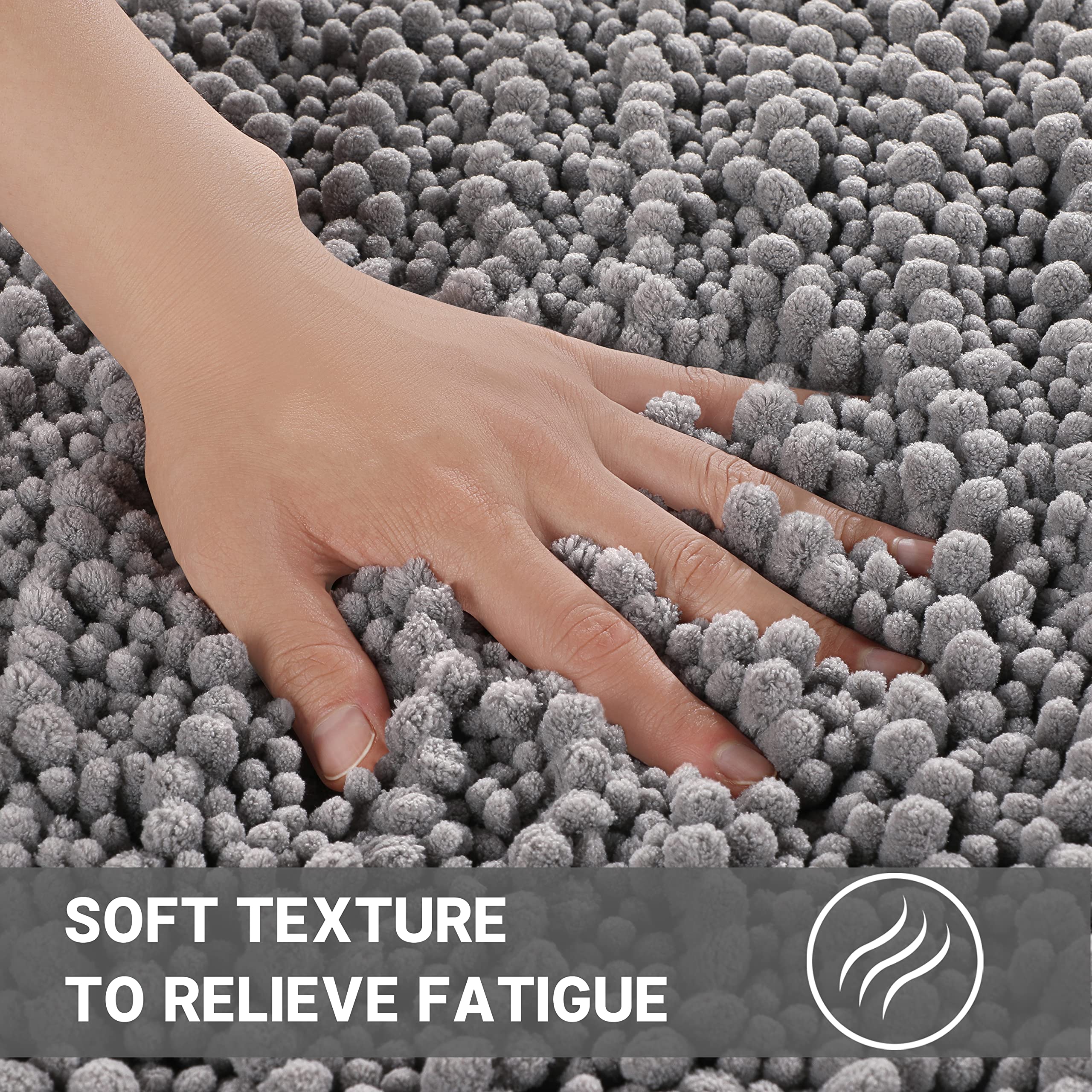 Yimobra Bathroom Rugs Sets 3 Piece, Fluffy Plush Chenille Baht Room Mats Sets With Toilet Rug U Shaped, Soft Shaggy Absorbent No